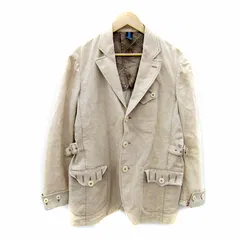 ランバンオンブルー LANVIN en Bleu テーラードジャケット ミドル丈 シングルボタン 無地 リネン 麻 48 M ベージュ /SY14 ■GY53