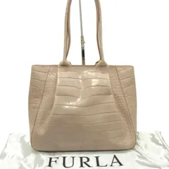 ☆FURLA フルラ クロコ型押し レザー トートバッグ イタリア製 ショルダーバッグ 保存袋付 A4収納可 通勤 通学 本革