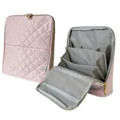 【新品】 ペンケース 大容量 自立式 立つ ペンポーチ 多収納ポケット 多機能 筆箱 縦型 文具ポーチ ガジェットポーチ キルティング おしゃれ シンプル かわいい ピンク 韓国 手帳が入る 中学生 高校生 社会人 文房具収納 (c.ﾋﾟﾝｸ) 1