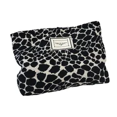 【新品】 化粧ポーチ メイクポーチ 化粧品 収納 メイクボックス 大容量 機能的 コスメポーチ おしゃれ 小物入れ かわいい 旅行用 出張用 持ち運び 収納ポーチ プレゼント 花柄 ヒョウ柄 ブラックホワイトヒョウ 0