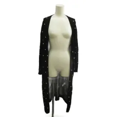 トラッゾドンナ Torrazzo Donna カーディガン ニット シアー 長袖 ロング 水玉 ドット柄 黒 ブラック 白 ホワイト /XZ ■ECB001