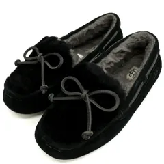 アグ モカシン スウェード 裏ボア シューズ 靴 黒 レディース 24サイズ ブラック UGG 【中古】