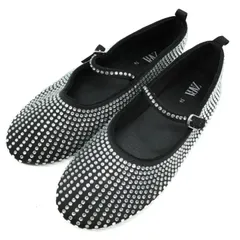 ザラ バレエシューズ フラットシューズ メリージェーン 靴 黒 レディース 34サイズ ブラック×ラインストーン ZARA 【中古】のサムネイル