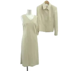 ジョイベラ JOYBELLA ワンピース スーツ フォーマル 2点セット 11 オフホワイト 織り柄 ノースリーブ 膝丈 長袖 /GR ■ECB001