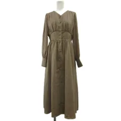 ナチュラルビューティーベーシック NATURAL BEAUTY BASIC ワンピース 長袖 ロング Vネック 総柄 PS ベージュ /XZ ■ECE003