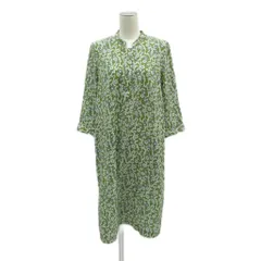 23区 オンワード樫山 ワンピース ミモレ丈 36 緑 グリーン 花柄 スリットネック 七分袖 /SM19 ■ECD002