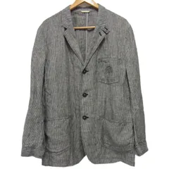 ☆Castelbajac カステルバジャック リネン テーラードジャケット 麻100％ メンズ 大きめサイズ 春夏 ストライプ ロゴ刺繍のサムネイル