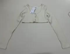 (新品) アイボリー クロップド ニット カーディガン