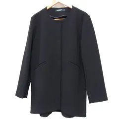 美品☆LAUREN RALPH LAUREN ノーカラー コート ストレッチ 比翼仕立て オケージョン レディース ブラックのサムネイル
