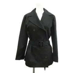エムケー ミッシェルクラン MK MICHEL KLEIN トレンチコート 38 黒 ブラック 長袖 ダブルブレスト ベルト付き ショート丈 /PP ■ECA003