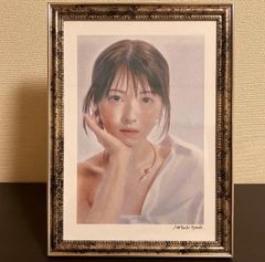 女優画⑦額装品　額縁寸法33cm×24cm　パステル、水彩、色鉛筆画 パステル、色鉛筆画 人物画 A4シルバーフレーム付き - メルカリ