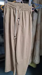 ベージュ ワイド 밴딩 パンツ フリーサイズ