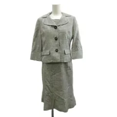 クレージュ courreges セットアップ 上下 テーラードジャケット シングル 3B ワンピース 半袖 ロング スクエアネック シルク混 9AR グレー /XZ ■ECB002