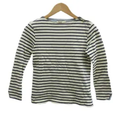 エーグル AIGLE カットソー S ネイビー 紺 白 ホワイト ボーダー柄 長袖 ボートネック Tシャツ /PP ■ECB002