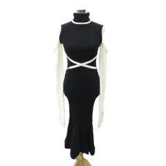 レディ Rady ニットワンピース ロング丈 マキシ丈 M 黒 白 タートルネック オープンショルダー 長袖 /SY65 ■ECA001