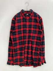UNIQLO ユニクロ シャツ/ブラウス S レッド コットン チェック柄 ミドル丈 長袖 ボタンダウン