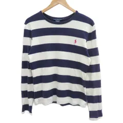 ラルフローレンスポーツ RALPH LAUREN SPORT Tシャツ カットソー L 紺 ネイビー 白 ホワイト ボーダー柄 長袖 ラウンドネック ロゴ刺繍 /YS36 ■ECD002