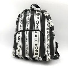 マイケルコース MICHAEL KORS リュック バックパック ストライプ 黒 白 中古 鞄