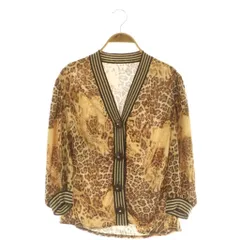 イタリヤ 伊太利屋 七分袖カーディガン ニット レオパード柄 ビジュー ラメ 15 ブラウン /MY ■OS ■ECD002