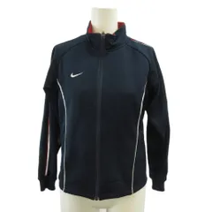 ナイキ NIKE トラックジャケット ジャージ 長袖 ハイネック ジップアップ ロゴ 刺繍 XS 120-130 紺 ネイビー /XZ ■ECA003