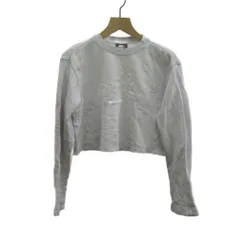 ナイキ NIKE トレーナー スウェット 長袖 クロップド丈 クルーネック ロゴ 刺繍 プリント S ライトグレー /XZ ■ECA003