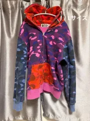 A BATHING APE アベイシングエイプ ミックス カモフラ シャーク フール ジップ WHO フード