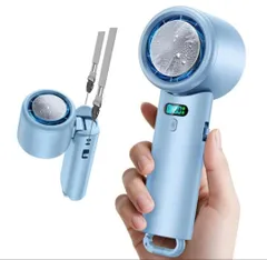 ✨ 携帯扇風機 10000mAh 大容量 ハンディファン 冷却プレート ブルー✨