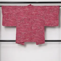 羽織 袷 身丈83cm 裄丈64cm 正絹 Cランク カジュアル Mサイズ 紐あり 茶屋辻 古典的 落ち着き ピンク系 HP 1232-12804