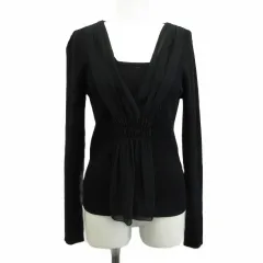 23区 オンワード樫山 ニット セーター ウール 38 黒 ブラック 長袖 Vネック /PP ■ECB002