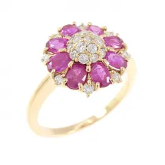 K18YG フラワー ルビー リング 1.19CT