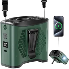 腰掛け扇風機 強力 ベルトファン 超強風4段階風量10000mAh大容量 7~22時間動作 ブラシレスモーター採用 SOSライトと懐中電灯付 Type-C5V/2A急速充電 USB-A5V/2.4A出力 小型軽量 熱中症対策 省エネ 屋外 配 fd144e97