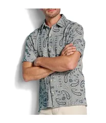 ジョンストンアンドマーフィー メンズ トップス シャツ Johnston Murphy Linden Paisley Short Sleeve Woven Shirt Blue Paisley ブルー