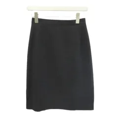 ポールスチュアート PAUL STUART スカート ウール 9 黒 ブラック 無地 タイトシルエット 膝丈 /NP ■ECA003