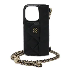 CHANEL シャネル マトラッセ iPhone14pro ケース ココマーク 携帯ケース スマホケース チェーンショルダー キャビアスキン レザー ブラック 黒