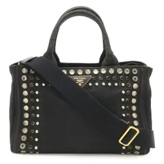 PRADA プラダ CANAPA カナパ ハンドバッグ 2WAY ショルダーバッグ 斜め掛け ビジュー スタッズ キャンバス NERO ブラック 黒 1BG439