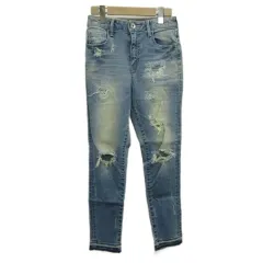 リエンダ rienda デニムパンツ ジーンズ スキニー ダメージ加工 カットオフ 26 青 ブルー /XZ ■ECD001