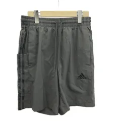 アディダス adidas ショートパンツ ハーフパンツ イージー スリーストライプス ロゴ 刺繍 M グレー /XZ ■GY58