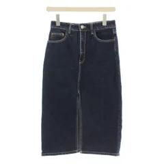 ザラ ZARA デニムスカート ひざ丈 S 青 ブルー ミディ丈 フロントスリット 5ポケット /LP ■GY58