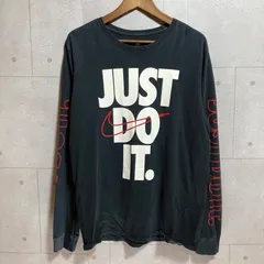 NIKE ナイキ ロンT ロングスリーブ Tシャツ 長袖 カットソー トップス L スウッシュ JUST DO IT プリント ブラック 黒 メンズ SU-10-8