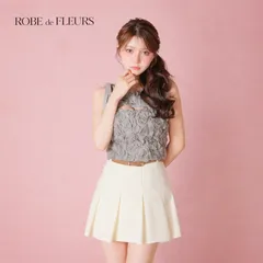 ROBE de FLEURS ローブドフルール fm4340［フラワーレースリボンセットアップミニキャバドレス] Gray*Ivory