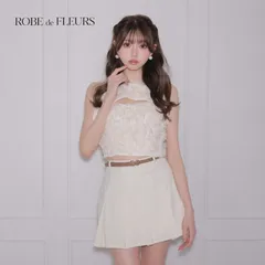 ROBE de FLEURS ローブドフルール fm4340［フラワーレースリボンセットアップミニキャバドレス] Ivory*Ivory