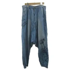 デシグアル Desigual サルエルパンツ デニム 花柄 ロゴ 刺繍 30 青 ブルー /XZ ■ECE003