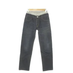 エドウィン デニムパンツ ジーンズ 子ども服（男の子用） 160 青 ダークブルー ウエストリブ 無地 長ズボン ストレート /AH22 ■GY70