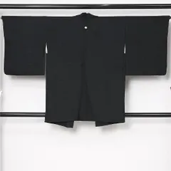 黒羽織 袷 身丈84cm 裄丈64cm 正絹 Cランク 一つ紋（五三桐） セミフォーマル Mサイズ 創作柄 レトロ 控え目 黒系 RP 1233-12938