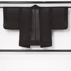 夏物 黒羽織 二重紗 身丈71cm 裄丈57cm 正絹 Sランク インフォーマル Sサイズ 花柄 シック 気品 黒系 RP 1233-12939
