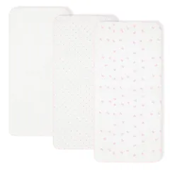 3枚セット ガーゼハンカチ 綿100％ - 沐浴布 ベビー 無地 ハンカチ ガーゼ 赤ちゃん 大判（沐浴布×3枚）ピンク系 沐浴ガーゼ スリーマッシュルーム