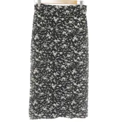 ルシェルブルー LE CIEL BLEU ロングスカート 36 黒 花柄 ロング丈 タイトシルエット /DU ■ECD001