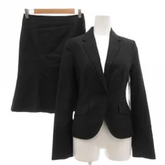 アンタイトル UNTITLED スーツセットアップ ジャケット スカート 絹 シルク 1 黒 ブラック ストライプ柄 テーラードカラー 長袖 /SC ■ECA001