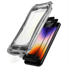 新品 NIMASO ガラスフィルム iPhone SE3 用/iPhone SE2 用 強化ガラス 全面 保護フィルム 自動除塵 超簡単貼り付け 耐衝撃 指紋防止 ガイド枠付き 2枚セット SE 第2世代/第3世代/iPhone 8/7/6/6s 用 DSP2