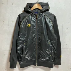 Champion チャンピオン ジップパーカー フード ジャージ トップス M ゴールド ロゴ 刺繍 ブラック 黒 金 メンズ SU-10-26